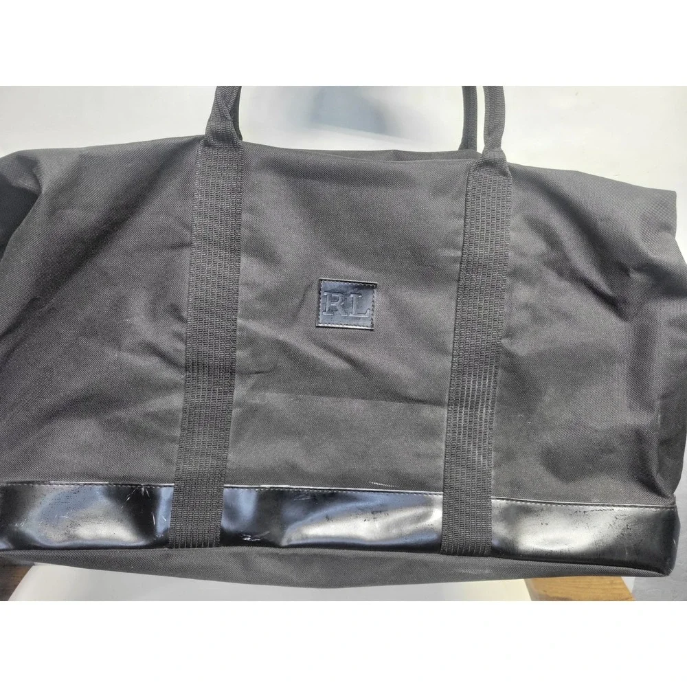 Ralph Lauren RL Black Canvas Weekender Travel Duffel gym‎ carry on Bag